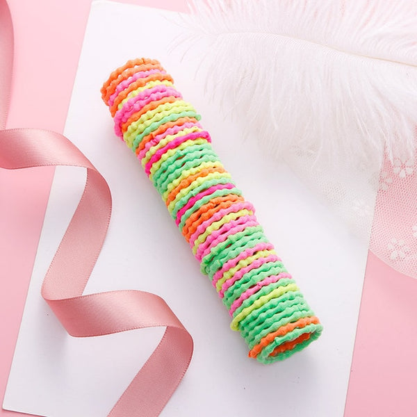 New 100PCS/Lot Girls Candy Colors Nylon 3CM Rubber Bands Children Safe Elastic Hair Bands Ponytail Holder Kids Hair Accessories