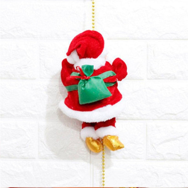 Lovely Music Christmas Santa Claus Electric Climb Ladder Hanging Decoration Christmas Tree Ornaments Funny New Year Kids Gifts