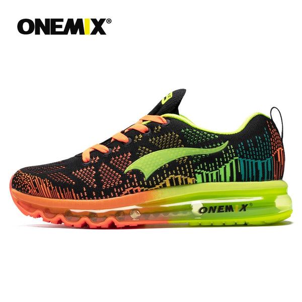 ONEMIX Men's Sport Running Shoes Music Rhythm Men's Sneakers Breathable Mesh Outdoor Athletic Shoe Light Male Shoe Size EU 39-47