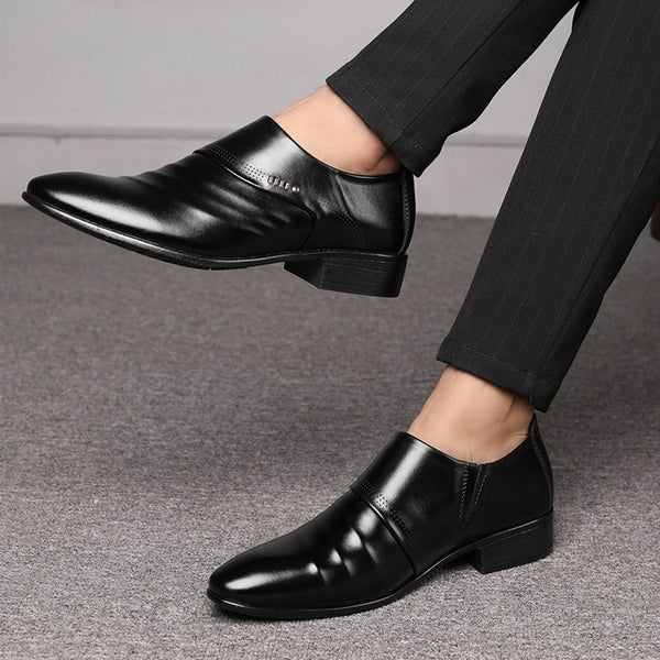 Merkmak 2019 new business men Oxfords shoes set of feet Black Brown Male Office Wedding pointed men's leather shoes