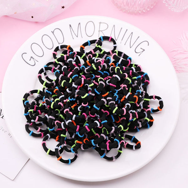 New 100PCS/Lot Girls Candy Colors Nylon 3CM Rubber Bands Children Safe Elastic Hair Bands Ponytail Holder Kids Hair Accessories