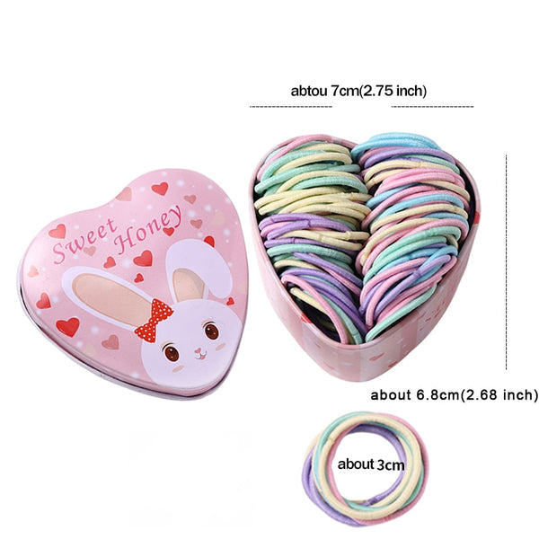 50PCS/Box New Girls Colorful Basic Elastic Hair Bands Ponytail Holder Scrunchies Kids Hair Ropes Rubber Bands Hair Accessories