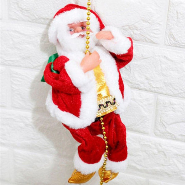 Lovely Music Christmas Santa Claus Electric Climb Ladder Hanging Decoration Christmas Tree Ornaments Funny New Year Kids Gifts