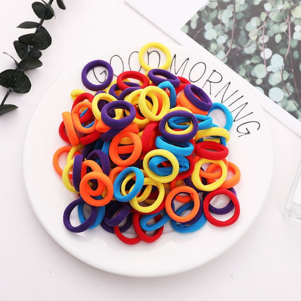 New 100PCS/Lot Girls Candy Colors Nylon 3CM Rubber Bands Children Safe Elastic Hair Bands Ponytail Holder Kids Hair Accessories