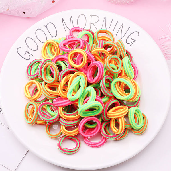 New 100PCS/Lot Girls Candy Colors Nylon 3CM Rubber Bands Children Safe Elastic Hair Bands Ponytail Holder Kids Hair Accessories