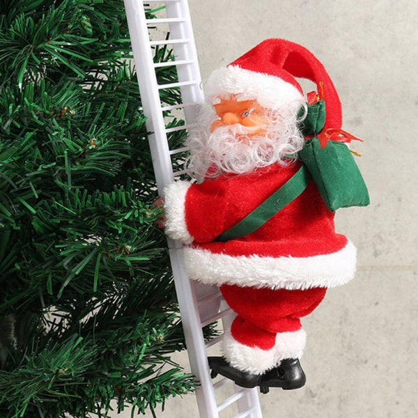 Lovely Music Christmas Santa Claus Electric Climb Ladder Hanging Decoration Christmas Tree Ornaments Funny New Year Kids Gifts