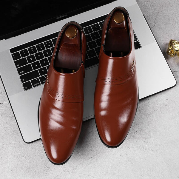 Merkmak 2019 new business men Oxfords shoes set of feet Black Brown Male Office Wedding pointed men's leather shoes