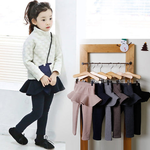 2019 Pure Color Girls Pants Kids Leggings 2-10Y Children Clothing Autumn Cotton Leggings Warm Baby Girl Skirt-pants High Quality