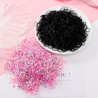 200/1000PCS Cute Girls Colourful Ring Disposable Elastic Hair Bands Ponytail Holder Rubber Band Scrunchies Kids Hair Accessories