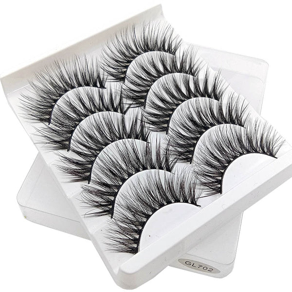 SEXYSHEEP 5Pairs 3D Mink Hair False Eyelashes Natural/Thick Long Eye Lashes Wispy Makeup Beauty Extension Tools