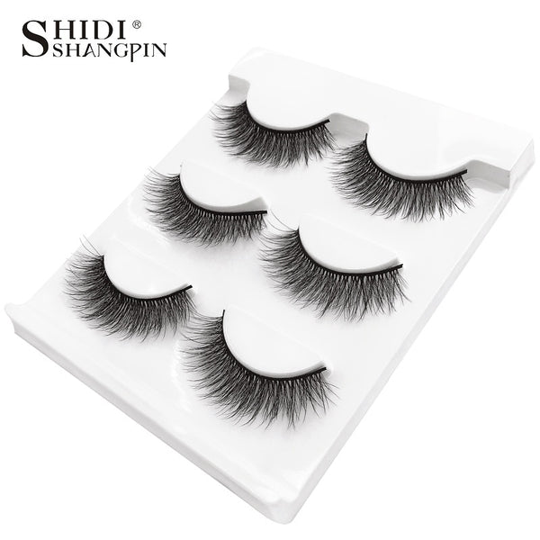 New 3 pairs natural false eyelashes fake lashes long makeup 3d mink lashes extension eyelash mink eyelashes for beauty #X11