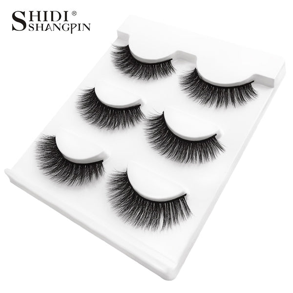 New 3 pairs natural false eyelashes fake lashes long makeup 3d mink lashes extension eyelash mink eyelashes for beauty #X11