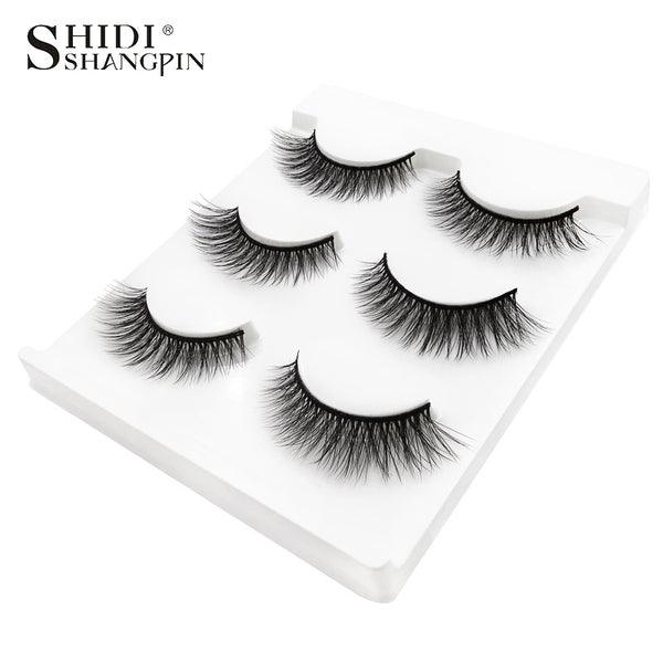 New 3 pairs natural false eyelashes fake lashes long makeup 3d mink lashes extension eyelash mink eyelashes for beauty #X11