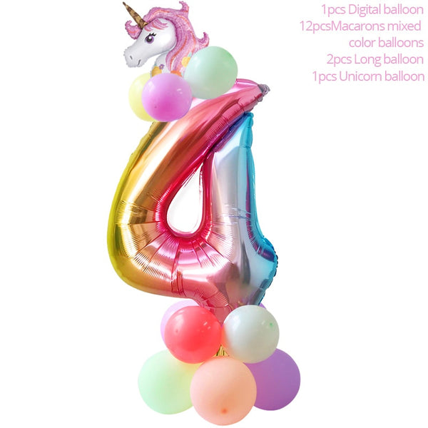 Unicorn Birthday Party Decors Disposable Tableware Kit Unicorn Balloon Cups Plates Napkin Kids Birthday Unicornio Party Supplies