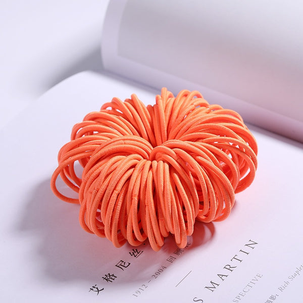 New 100PCS/Lot Girls Candy Colors Nylon 3CM Rubber Bands Children Safe Elastic Hair Bands Ponytail Holder Kids Hair Accessories