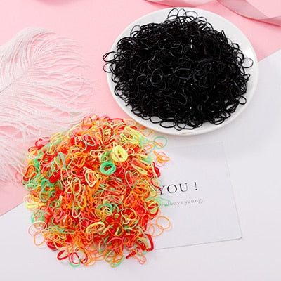 200/1000PCS Cute Girls Colourful Ring Disposable Elastic Hair Bands Ponytail Holder Rubber Band Scrunchies Kids Hair Accessories