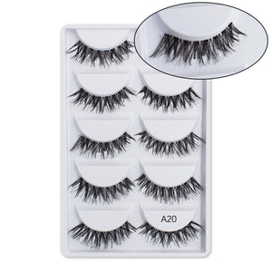 SEXYSHEEP 5Pairs 3D Mink Hair False Eyelashes Natural/Thick Long Eye Lashes Wispy Makeup Beauty Extension Tools