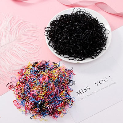 200/1000PCS Cute Girls Colourful Ring Disposable Elastic Hair Bands Ponytail Holder Rubber Band Scrunchies Kids Hair Accessories