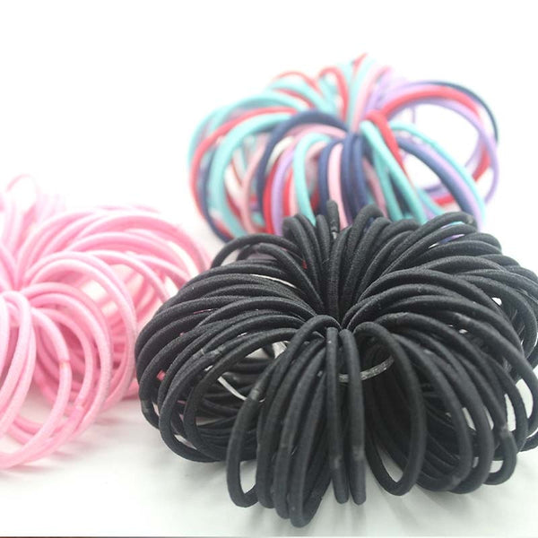 100pcs/lot 3CM Hair Accessories girls Rubber bands Scrunchy Elastic Hair Bands kids baby Headband decorations ties Gum for hair