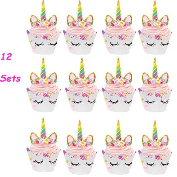 Unicorn Birthday Party Decors Disposable Tableware Kit Unicorn Balloon Cups Plates Napkin Kids Birthday Unicornio Party Supplies