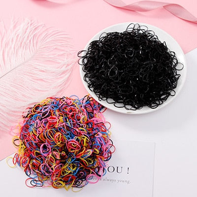 200/1000PCS Cute Girls Colourful Ring Disposable Elastic Hair Bands Ponytail Holder Rubber Band Scrunchies Kids Hair Accessories