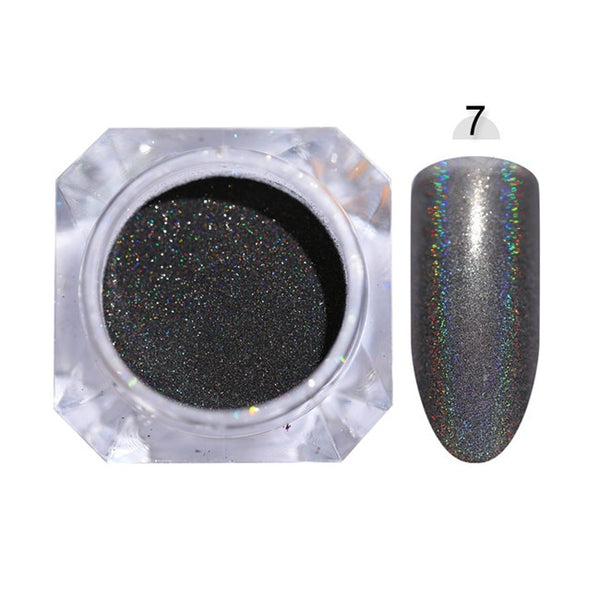 Gradient Shiny Nail Glitter Set Powder Laser Sparkly Manicure Nail Art Chrome Pigment Silver DIY Nail Art Decoration Kit