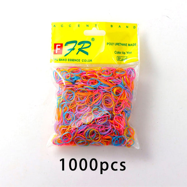 200/1000PCS Cute Girls Colourful Ring Disposable Elastic Hair Bands Ponytail Holder Rubber Band Scrunchies Kids Hair Accessories