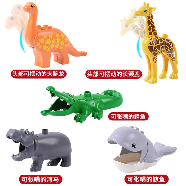 Zoo Animal Dinosaur Building Blocks Original Classic Bricks Accessory Kids Toys Compatible with Duplo Panda Elephant