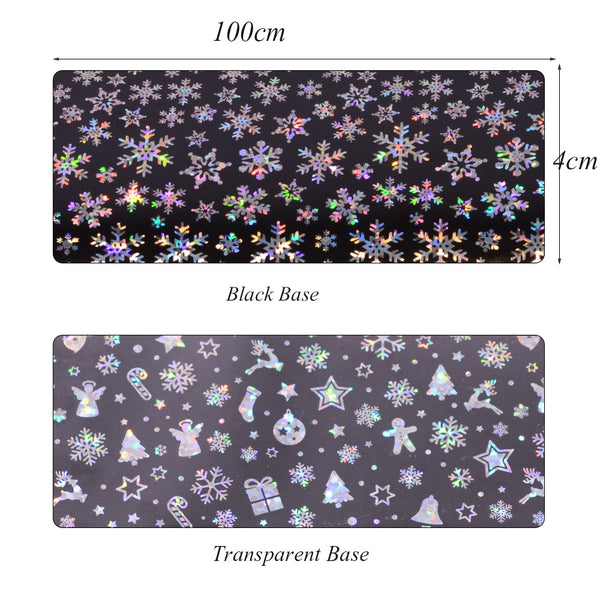 Full Beauty 100x4cm Xmas Pattern for Nail Sticker 3D Snowflake Star Laser Glitter Christmas Nail Art Transfer Foils CHXK94-97