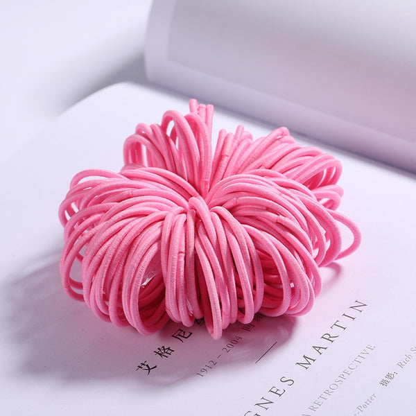 New 100PCS/Lot Girls Candy Colors Nylon 3CM Rubber Bands Children Safe Elastic Hair Bands Ponytail Holder Kids Hair Accessories