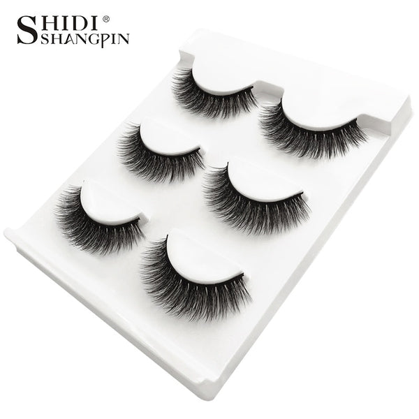 New 3 pairs natural false eyelashes fake lashes long makeup 3d mink lashes extension eyelash mink eyelashes for beauty #X11