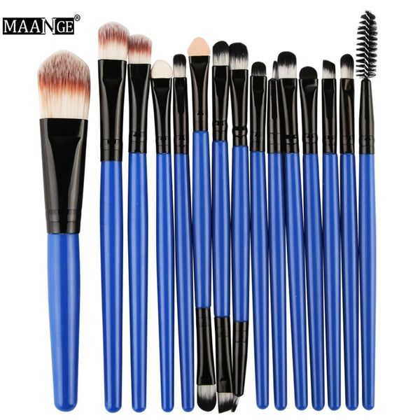 MAANGE Pro 15Pcs Makeup Brushes Set Eye Shadow Foundation Powder Eyeliner Eyelash Lip Make Up Brush Cosmetic Beauty Tool Kit Hot