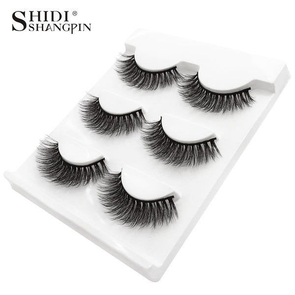 New 3 pairs natural false eyelashes fake lashes long makeup 3d mink lashes extension eyelash mink eyelashes for beauty #X11