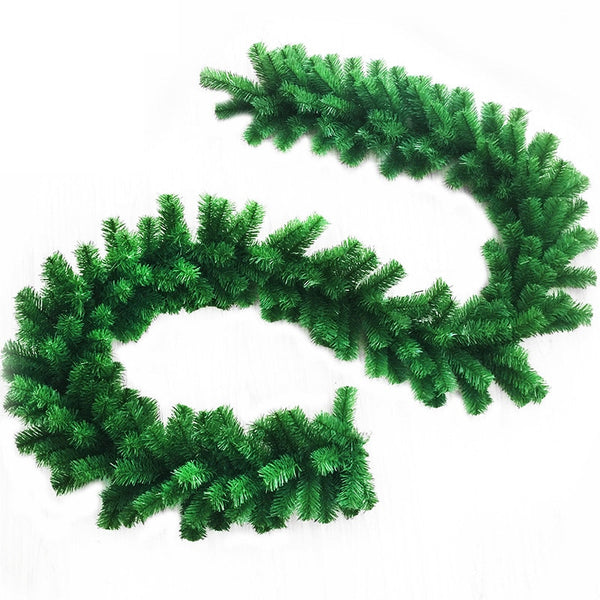 2.7m Artificial Green Christmas Garland Wreath Xmas Home Party Christmas Decoration Pine Tree Rattan Hanging Ornament For Kids