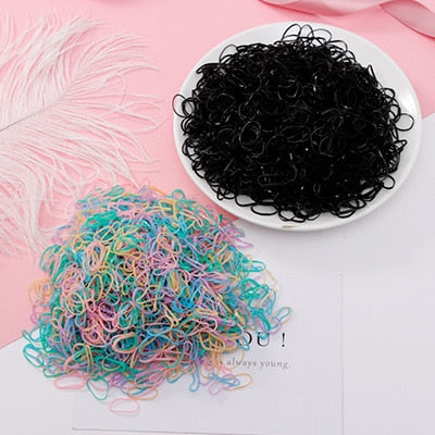 200/1000PCS Cute Girls Colourful Ring Disposable Elastic Hair Bands Ponytail Holder Rubber Band Scrunchies Kids Hair Accessories