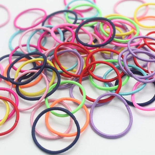 100pcs/lot 3CM Hair Accessories girls Rubber bands Scrunchy Elastic Hair Bands kids baby Headband decorations ties Gum for hair