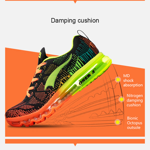 ONEMIX Men's Sport Running Shoes Music Rhythm Men's Sneakers Breathable Mesh Outdoor Athletic Shoe Light Male Shoe Size EU 39-47