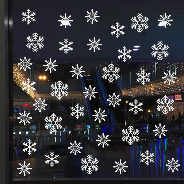 38 pcs/lot snowflake electrostatic Sticker Window Kids room Christmas Wall Stickers Home Decals Decoration New Year wallpaper