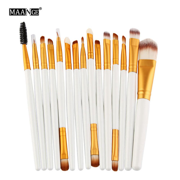 MAANGE Pro 15Pcs Makeup Brushes Set Eye Shadow Foundation Powder Eyeliner Eyelash Lip Make Up Brush Cosmetic Beauty Tool Kit Hot