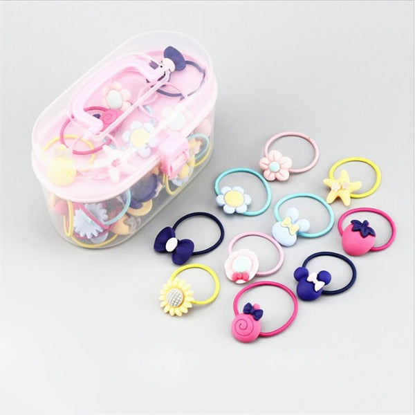 40Pcs/Lot Girls Hair Accessories Gift Box Elastic Hair Bands Flower Hair Clip Bows New Headband Hairband Cute Hairbands for Kids