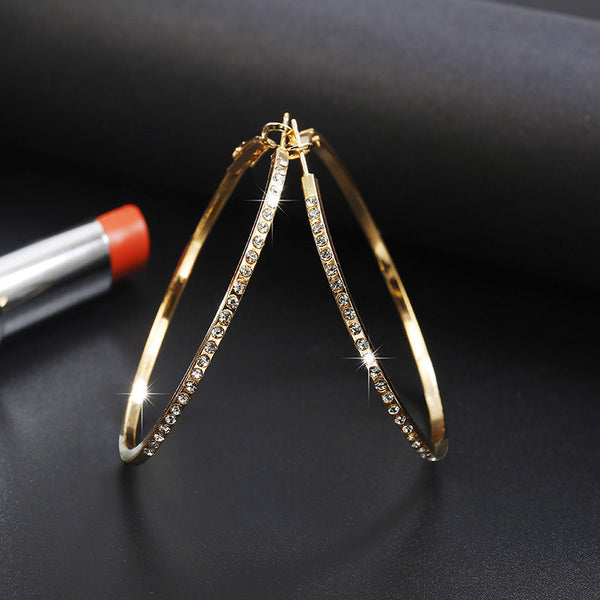 Simple fashion gold color Silver plated geometric big round earrings for women fashion big hollow drop earrings jewelry