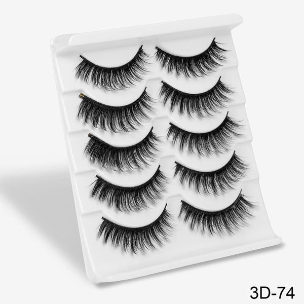 SEXYSHEEP 5Pairs 3D Mink Hair False Eyelashes Natural/Thick Long Eye Lashes Wispy Makeup Beauty Extension Tools