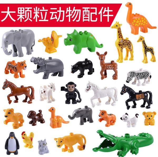 Zoo Animal Dinosaur Building Blocks Original Classic Bricks Accessory Kids Toys Compatible with Duplo Panda Elephant