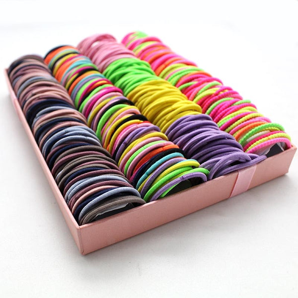 100pcs/lot 3CM Hair Accessories girls Rubber bands Scrunchy Elastic Hair Bands kids baby Headband decorations ties Gum for hair