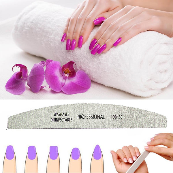 5Pcs/Lot Nail File 100/180 Sanding Buffer Block Pedicure Manicure Buffing Polish Beauty Tools Professional Nail Files Grey Boat