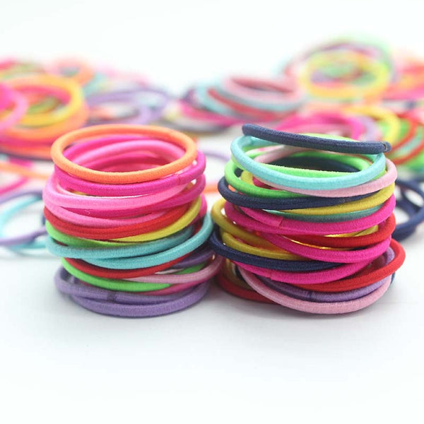 100pcs/lot 3CM Hair Accessories girls Rubber bands Scrunchy Elastic Hair Bands kids baby Headband decorations ties Gum for hair