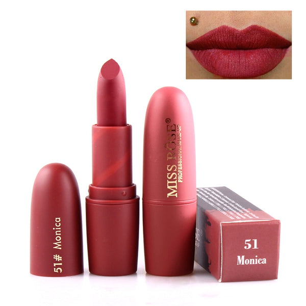 New MISS ROSE Lipstick Matte Waterproof Velvet Lip Stick 18 Colors Sexy Red Brown Pigments Makeup Matte Lipsticks Beauty Lips