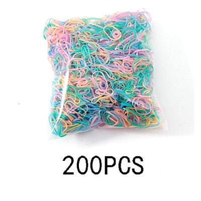 200/1000PCS Cute Girls Colourful Ring Disposable Elastic Hair Bands Ponytail Holder Rubber Band Scrunchies Kids Hair Accessories