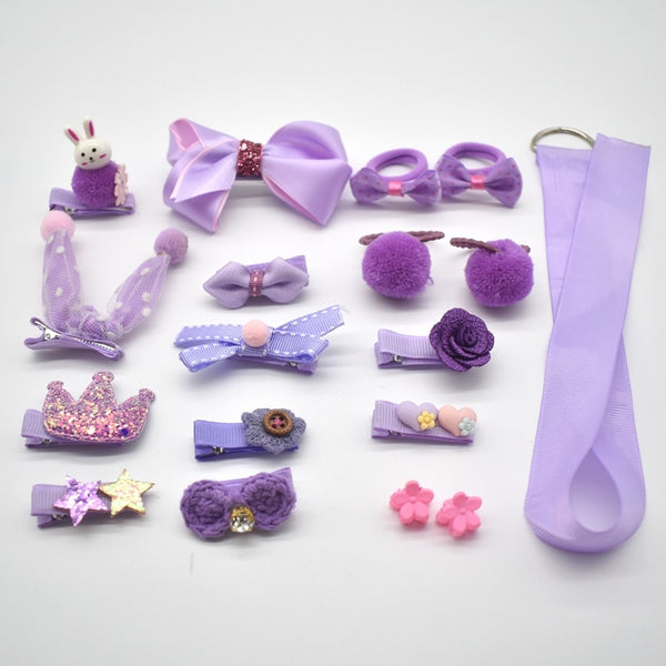 18 Pcs/Box New Kids Children Accessories Hairpins Barrettes Baby Fabric Bow Flower Headwear Hair clips Girls Headdress