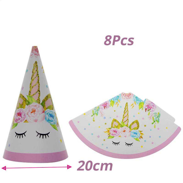 WEIGAO Unicorn Party Decor Birthday Party Decorations Kids Unicorn Theme Paper Hat Napkins Plate Girl Happy Birthday Gifts Sets